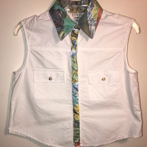 CIVIL BUTTON UP COLLARED CROP TOP